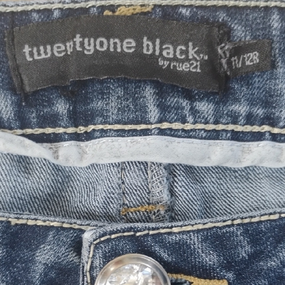 Dark Blue Flare Jeans - Women's Wide Leg Denim - Picture 4 of 7